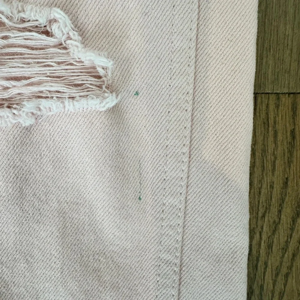 Bershka Light Pink Distressed Ripped‎ Wide Leg Jeans 2